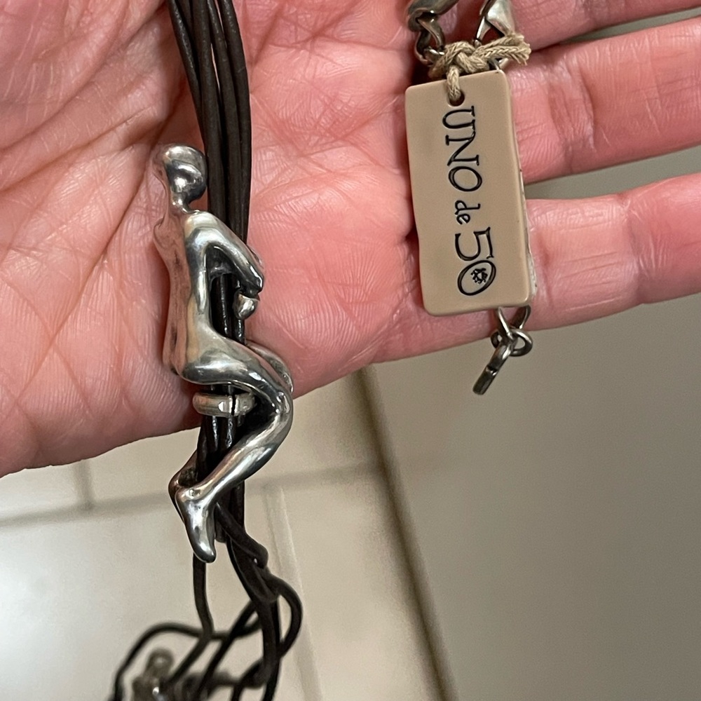 UNO de 50 Leather Silver plated Necklace Skalator Woman Climb BOHO Tassel Dangle - Picture 16 of 16